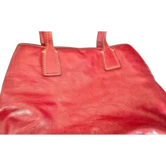 Coach Red Patent Leather Op Art Tote Bag Satchel Purse Designer Handbag 15x4x11" - Picture 10 of 16